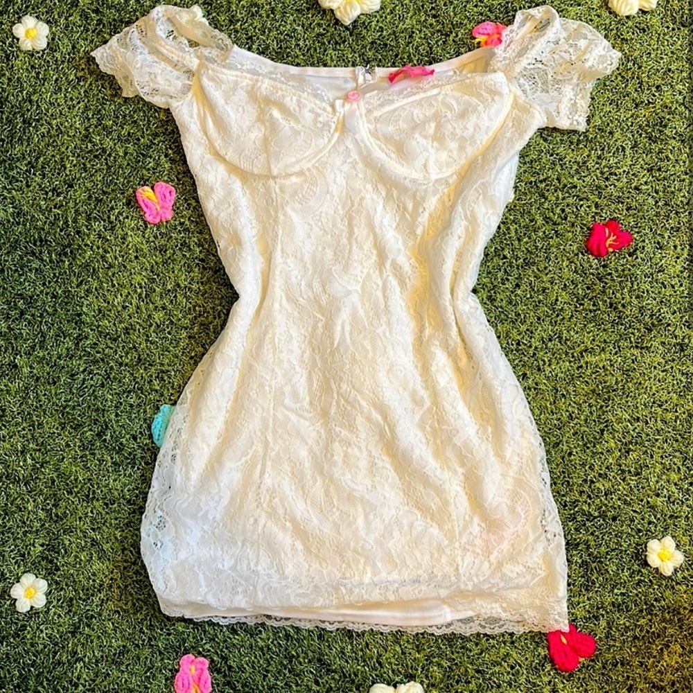 Dolls Kill Made You Blush Lace Mini Dress Sugar Thrillz